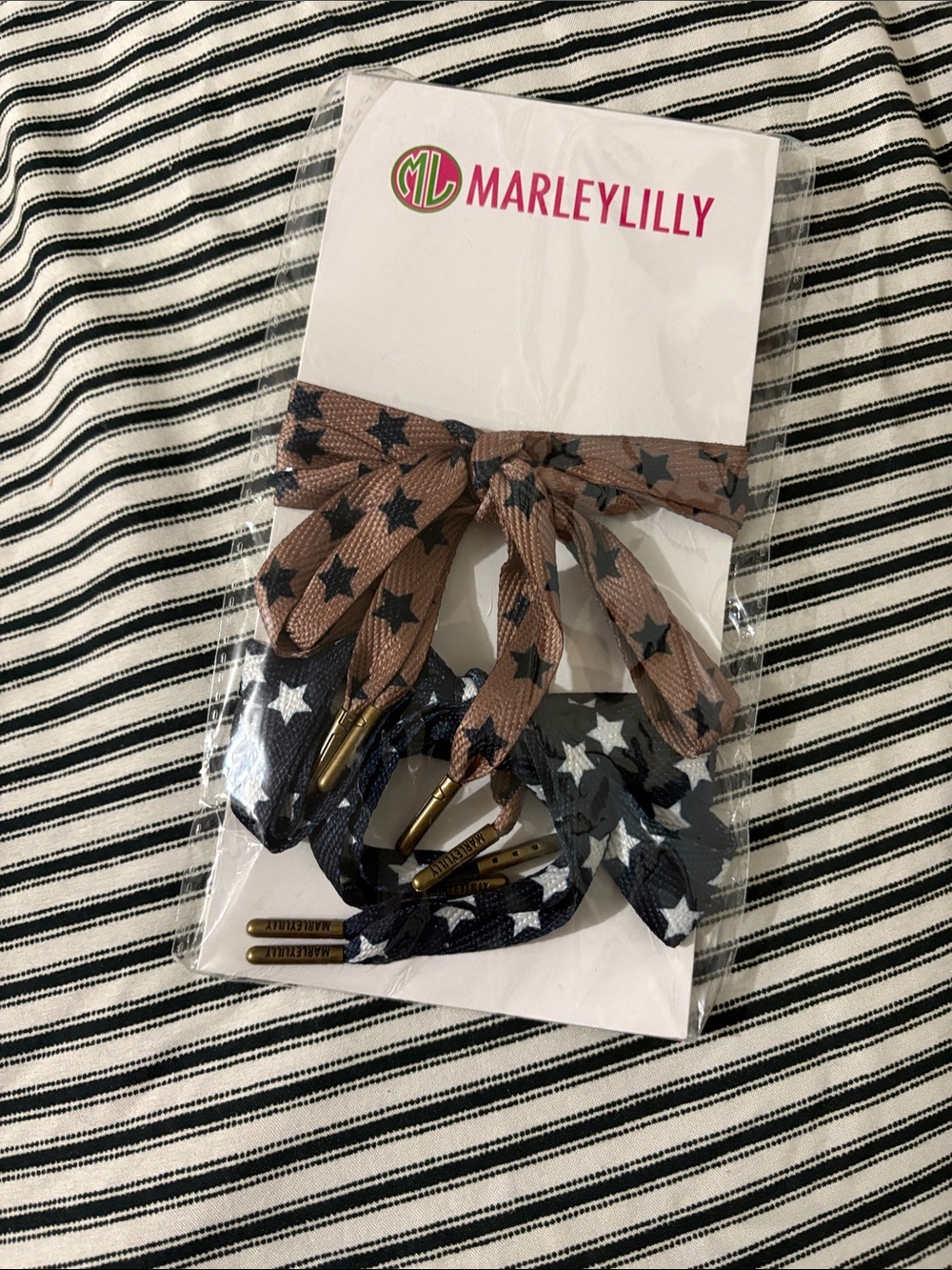 Marley Lilly Kids Star Print shoe laces - Brown & Navy